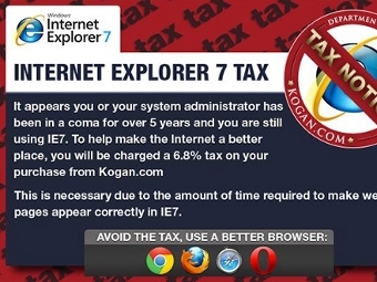 Интернет-магазин ввел налог на старый Internet Explorer Интернет-магазин ввел налог на старый Internet Explorer