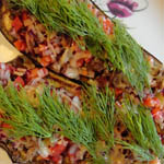 Вкусные и простые вторые блюда: Фаршированный баклажан