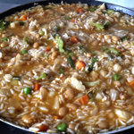 Паэлья с рыбой и овощами