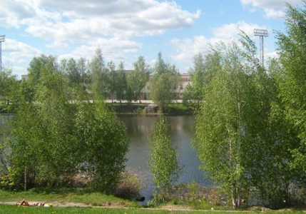 Пляж на озере в Парке Культуры и Отдыха