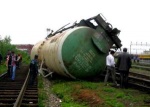 В Нижегородской области с рельс сошли 4 вагона с мазутом