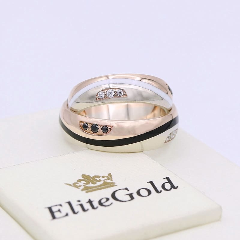 парные обручальные кольца с эмалью от elitegold